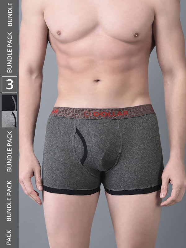 Dollar Bigboss Men's Assorted Pack of 3 Cotton Trunk