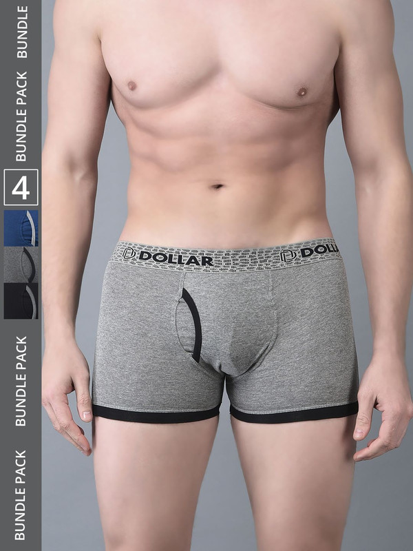 Dollar Bigboss Men's Assorted Pack of 4 Cotton Trunk