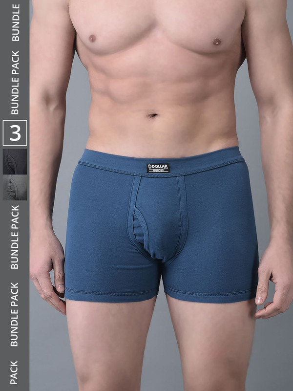 Dollar Bigboss Men's Assorted Pack of 3 Cotton Trunk