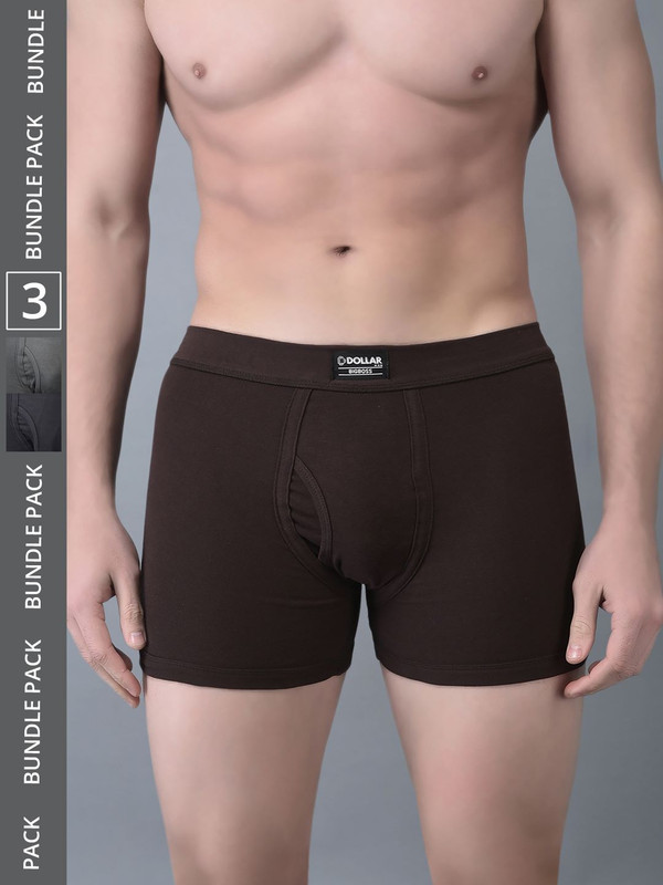 Dollar Bigboss Men's Assorted Pack of 3 Cotton Trunk