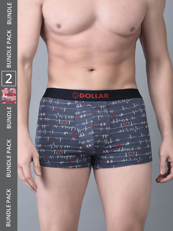 Dollar Bigboss Men's Assorted Pack of 2 Printed Cotton Trunk