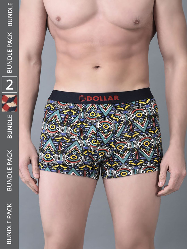 Dollar Bigboss Men's Assorted Pack of 2 Printed Cotton Trunk
