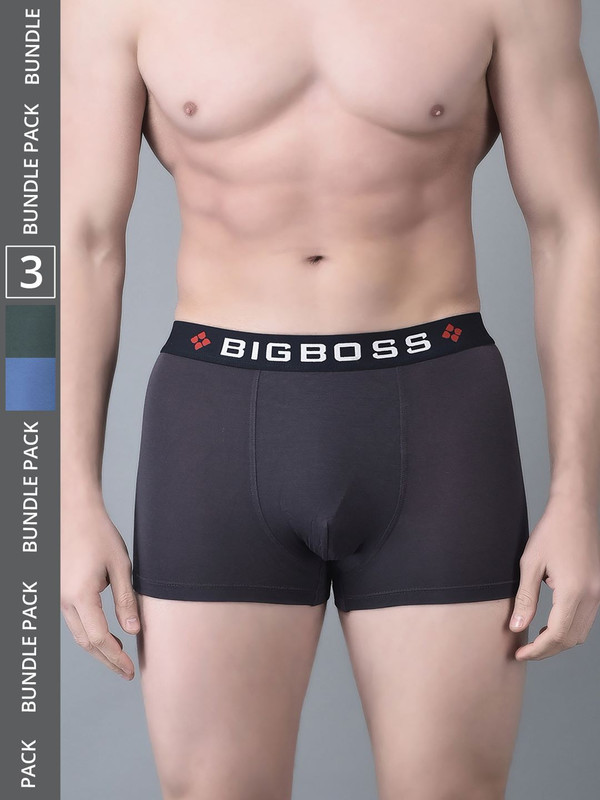 Dollar Bigboss Men's Assorted Pack of 3 Cotton Trunk