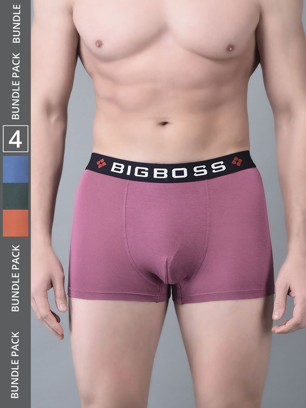 Dollar Bigboss Men's Assorted Pack of 4 Cotton Trunk