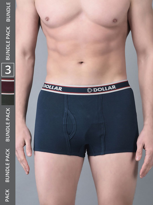 Dollar Bigboss Men's Assorted Pack of 3 Cotton Trunk