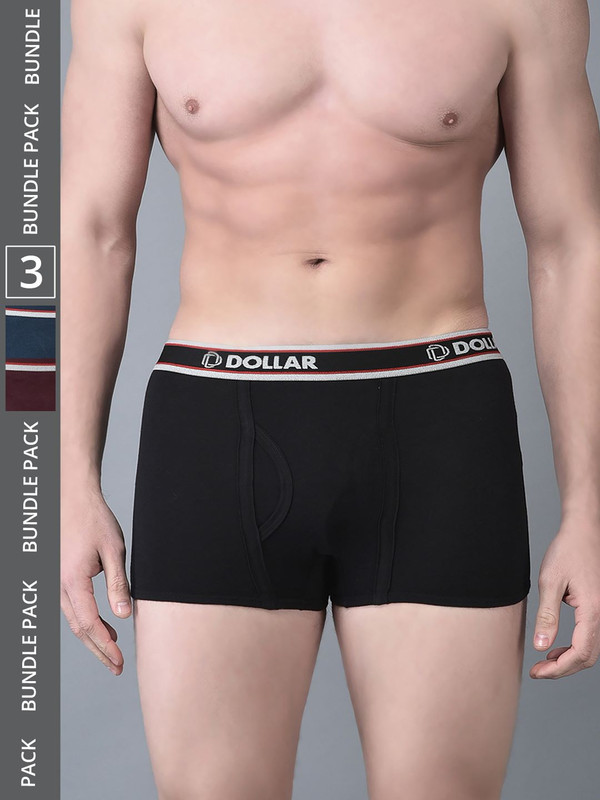Dollar Bigboss Men's Assorted Pack of 3 Cotton Trunk
