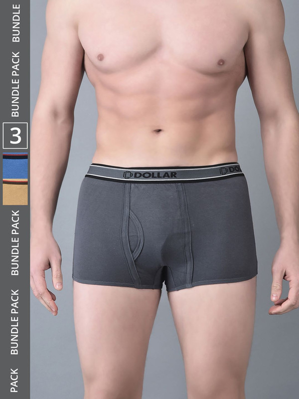 Dollar Bigboss Men's Assorted Pack of 3 Cotton Trunk