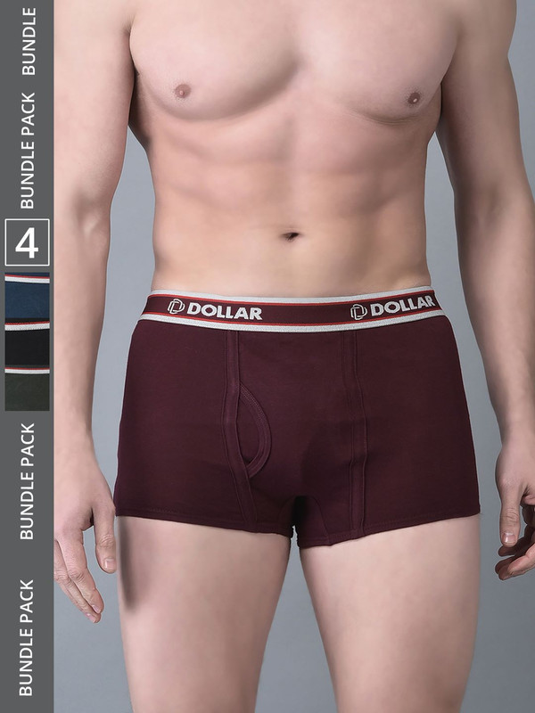 Dollar Bigboss Men's Assorted Pack of 4 Cotton Trunk