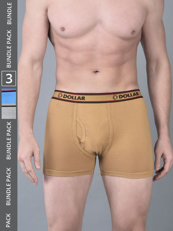 Dollar Bigboss Men's Assorted Pack of 3 Cotton Trunk