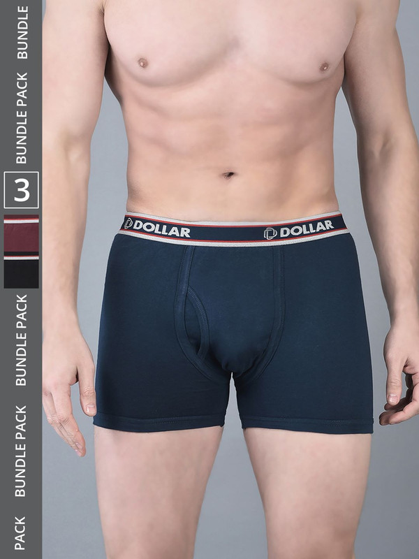 Dollar Bigboss Men's Assorted Pack of 3 Cotton Trunk