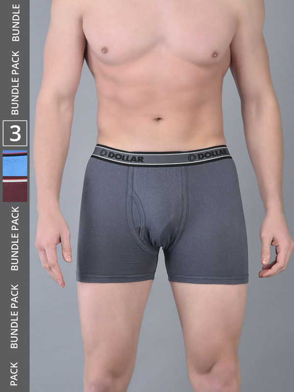 Dollar Bigboss Men's Assorted Pack of 3 Cotton Trunk