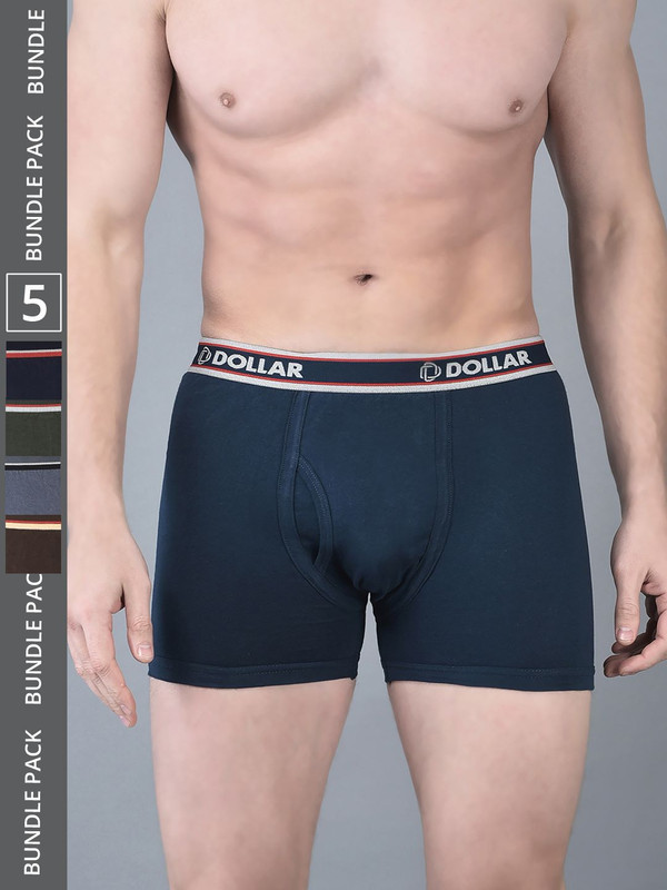 Dollar Bigboss Men's Assorted Pack of 5 Cotton Trunk