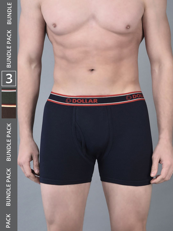 Dollar Bigboss Men's Assorted Pack of 3 Cotton Trunk