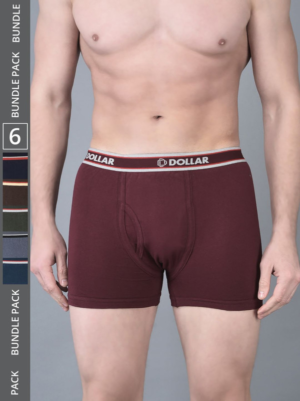 Dollar Bigboss Men's Assorted Pack of 6 Cotton Trunk