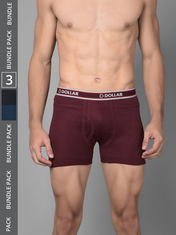 Dollar Bigboss Men's Assorted Pack of 3 Cotton Trunk