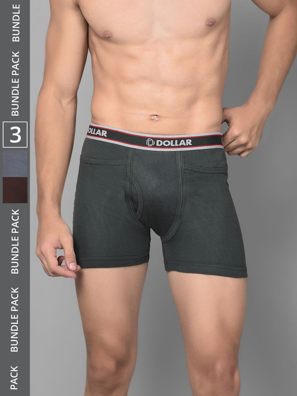 Dollar Bigboss Men's Assorted Pack of 3 Cotton Trunk