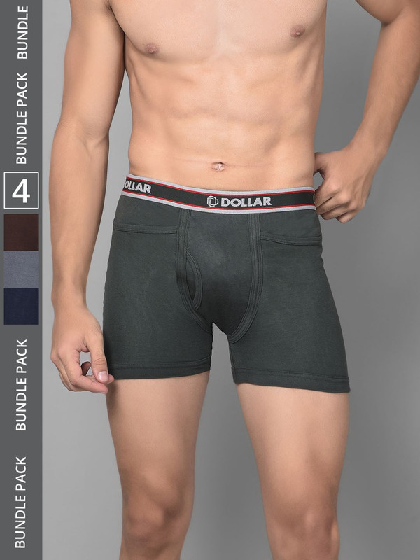 Dollar Bigboss Men's Assorted Pack of 4 Cotton Trunk