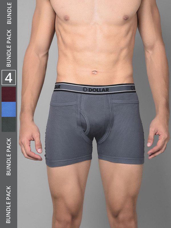 Dollar Bigboss Men's Assorted Pack of 4 Cotton Trunk