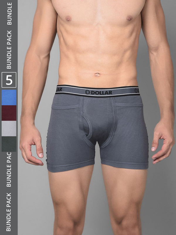 Dollar Bigboss Men's Assorted Pack of 5 Cotton Trunk