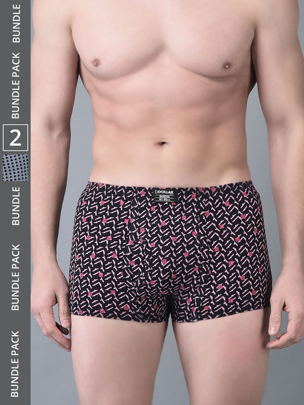 Dollar Bigboss Men's Assorted Pack of 2 Printed Cotton Trunk