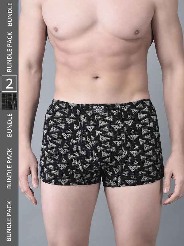 Dollar Bigboss Men's Assorted Pack of 2 Printed Cotton Trunk