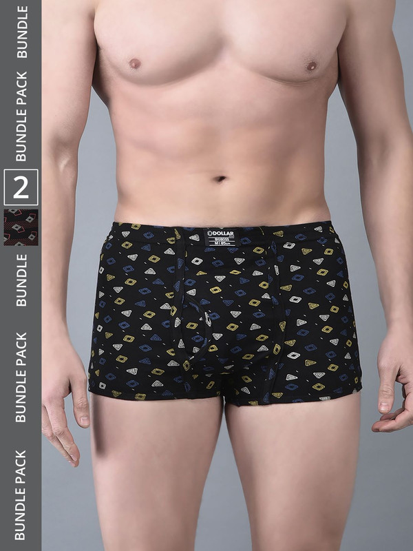 Dollar Bigboss Men's Assorted Pack of 2 Printed Cotton Trunk