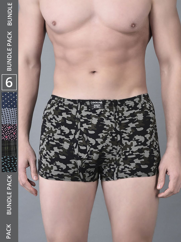 Dollar Bigboss Men's Assorted Pack of 6 Printed Cotton Trunk