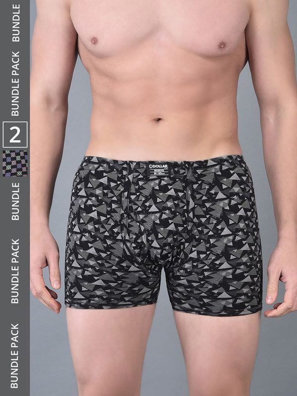 Dollar Bigboss Men's Assorted Pack of 2 Printed Cotton Trunk