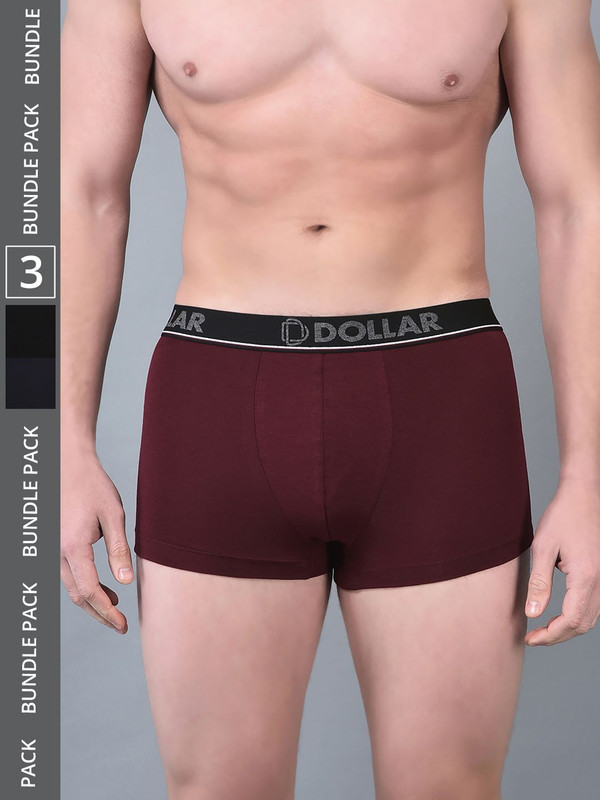 Dollar Bigboss Men's Assorted Pack of 3 Cotton Trunk