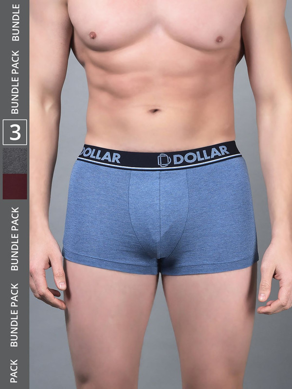 Dollar Bigboss Men's Assorted Pack of 3 Cotton Trunk