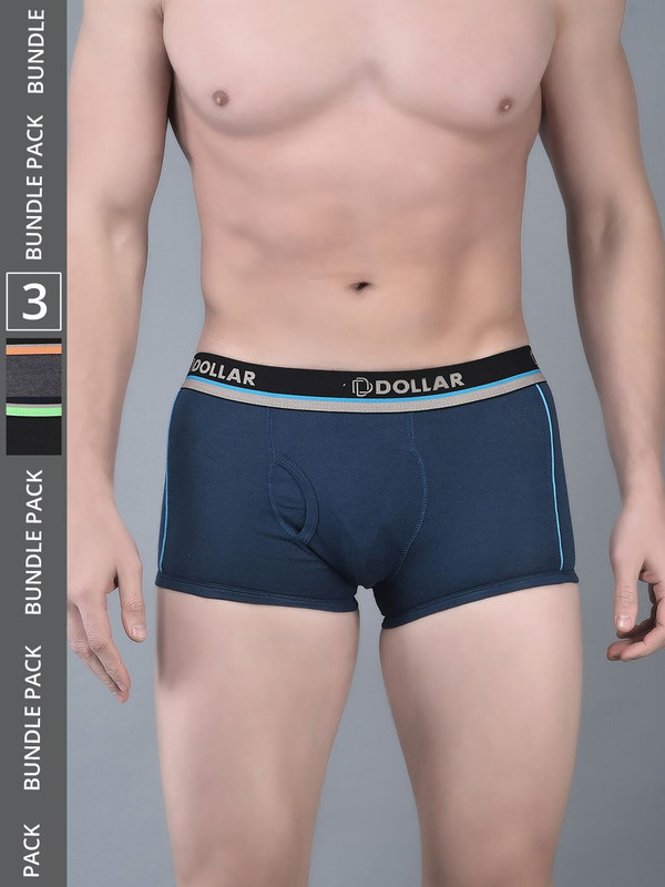 Dollar Bigboss Men's Assorted Pack of 3 Cotton Trunk