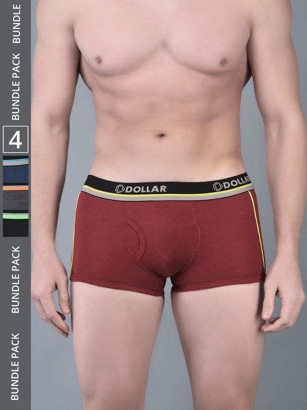 Dollar Bigboss Men's Assorted Pack of 4 Cotton Trunk