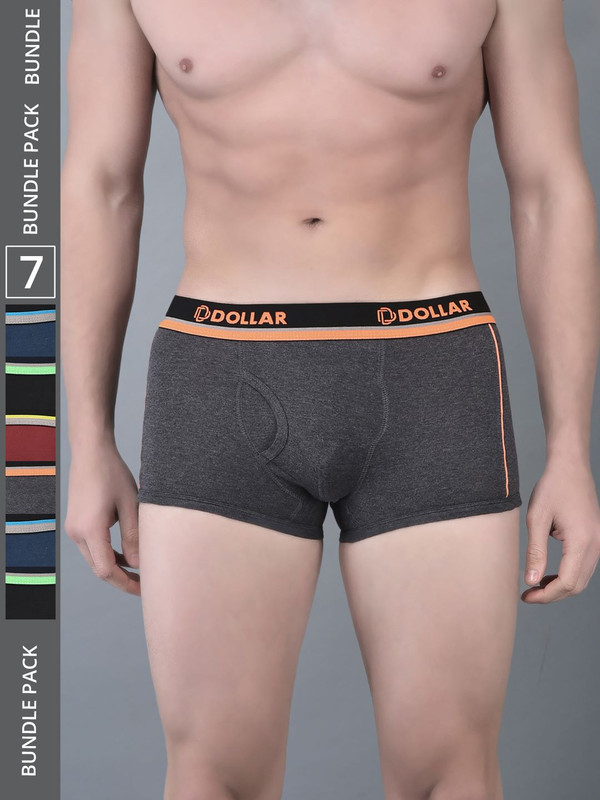 Dollar Bigboss Men's Assorted Pack of 7 Cotton Trunk