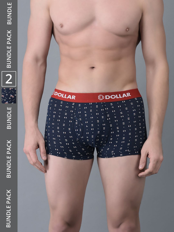 Dollar Bigboss Men's Assorted Pack of 2 Printed Cotton Trunk