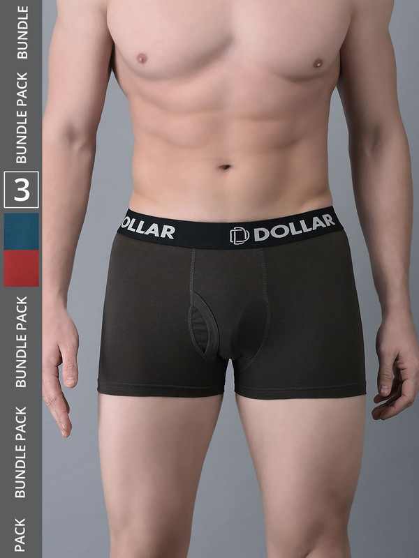 Dollar Bigboss Men's Assorted Pack of 3 Cotton Trunk