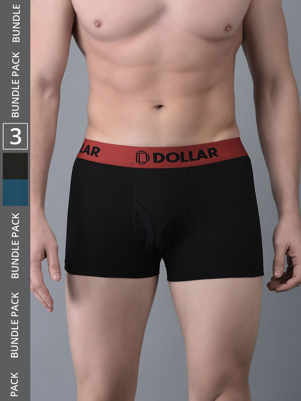Dollar Bigboss Men's Assorted Pack of 3 Cotton Trunk