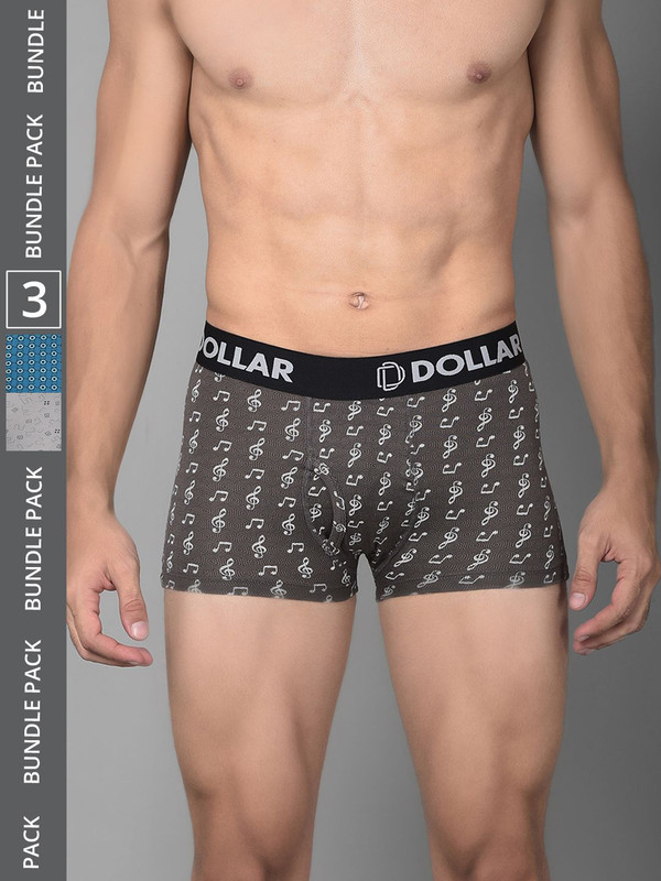 Dollar Bigboss Men's Assorted Pack of 3 Cotton Trunk