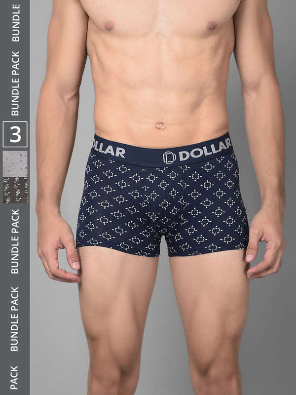 Dollar Bigboss Men's Assorted Pack of 3 Cotton Trunk