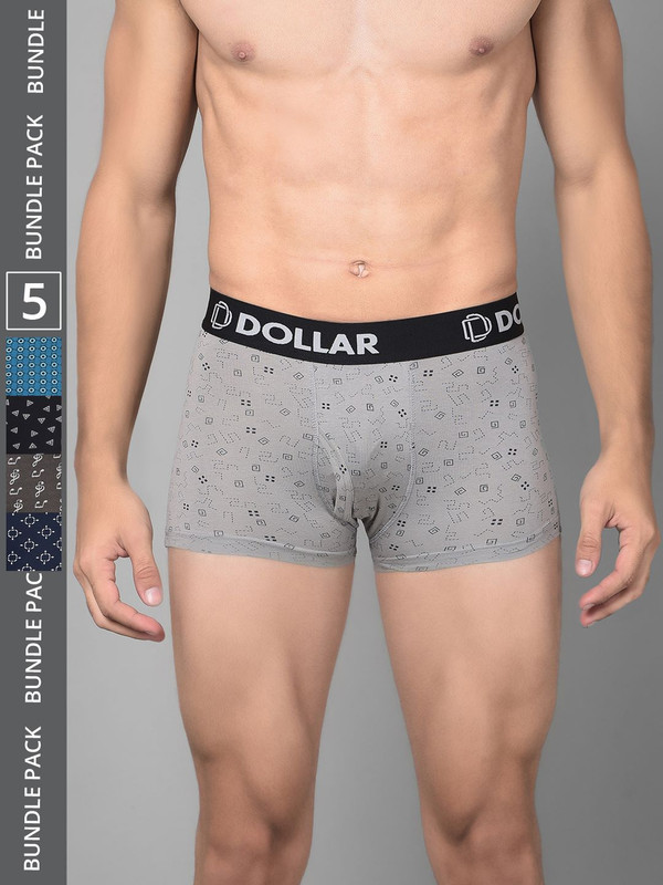 Dollar Bigboss Men's Assorted Pack of 5 Cotton Trunk