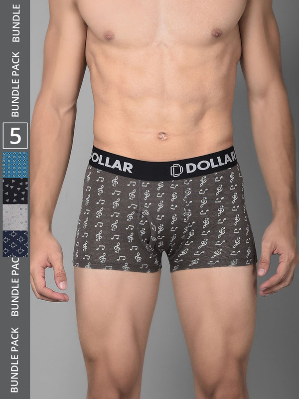 Dollar Bigboss Men's Assorted Pack of 5 Cotton Trunk