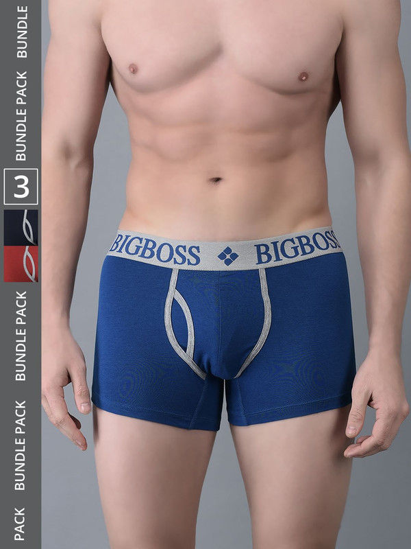 Dollar Bigboss Men's Assorted Pack of 3 Cotton Trunk