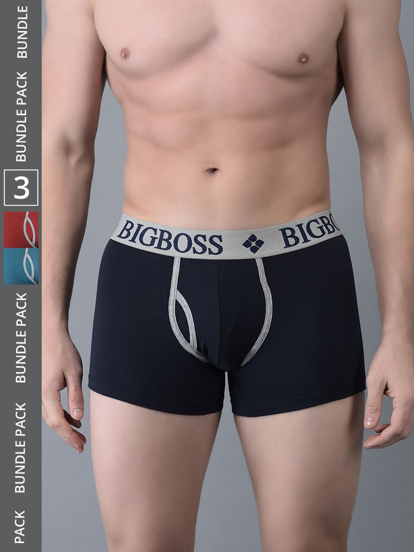 Dollar Bigboss Men's Assorted Pack of 3 Cotton Trunk