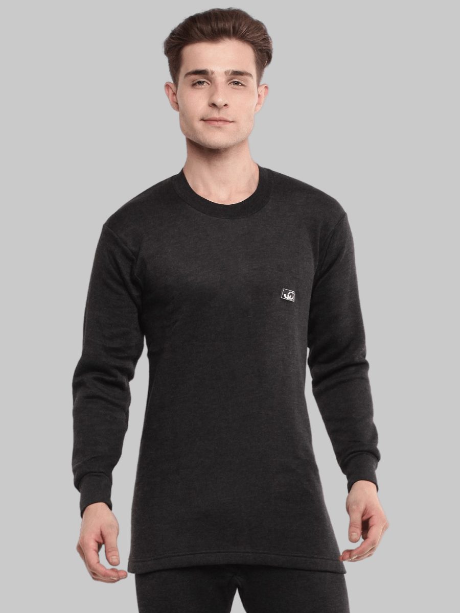 Dollar Thermals Wintercare Men Black Round Neck Vest