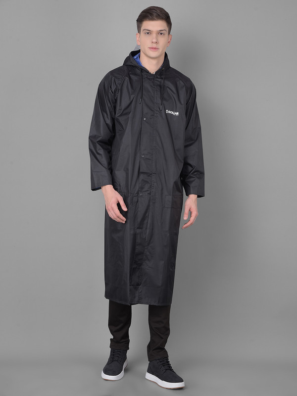 Dollar Rainguard Men's PVC Full Sleeve Solid Raincoat With Adjustable Hood and Pocket