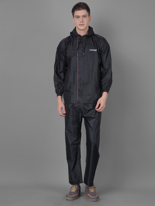 Dollar Rainguard Men's PVC Full Sleeve Solid Raincoat Set With Adjustable Hood and Pocket