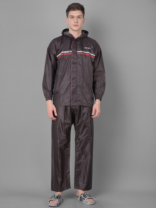 Dollar Rainguard Men's PVC Full Sleeve Solid Sporty Look Raincoat Set With Adjustable Hood and Pocket
