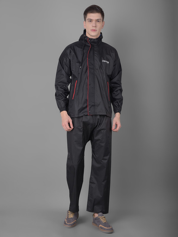 Dollar Rainguard Men's PVC Full Sleeve Solid Raincoat Set With Adjustable Hood and Pocket