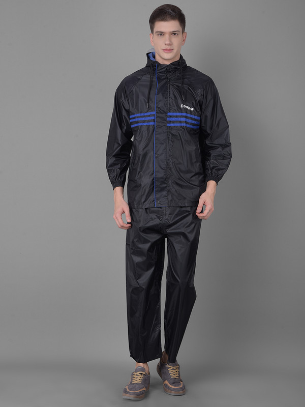 Dollar Rainguard Men's PVC Full Sleeve Solid Sporty Look Raincoat Set With Adjustable Hood and Pocket