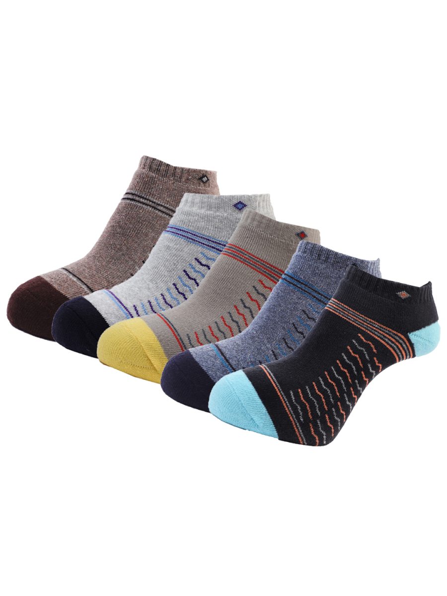 Dollar Socks Ankle Length Cotton For Men's Free Size (Pack of 5)