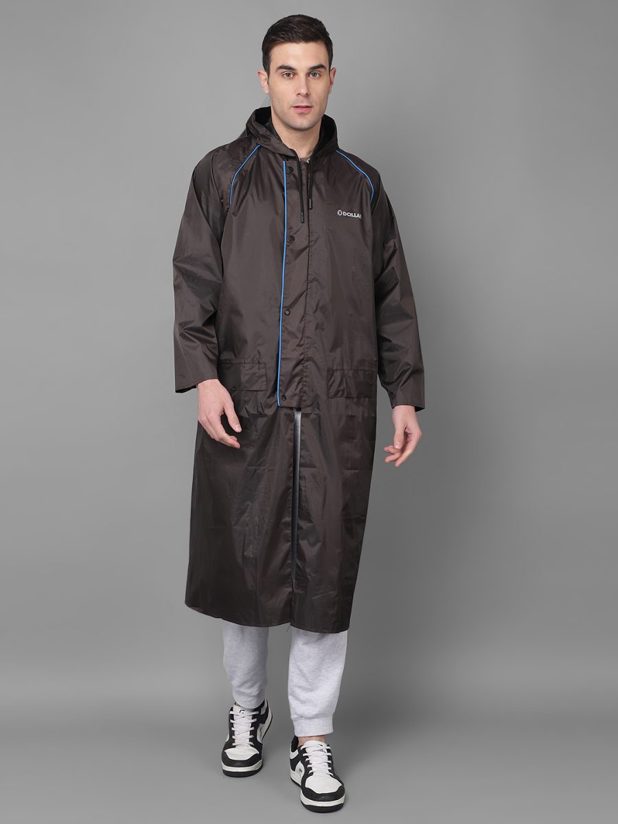 Dollar Rainguard Men's PVC Full Sleeve Solid Raincoat With Adjustable Hood and Pocket